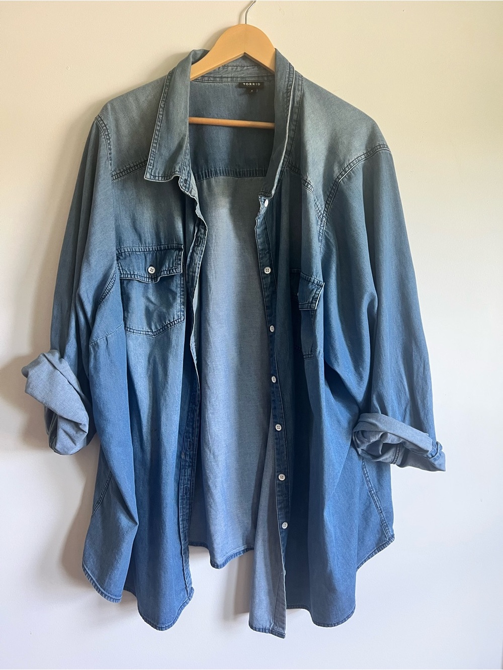 Torrid size 6 or 30W Classic Blue Denim Shirt - Relaxed Fit